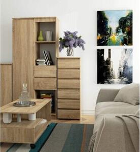 Wąska komoda do salonu, STILO, 40x35x109 cm, dąb sonoma, mat | TYLETEGOTU