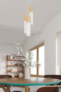 Lampa wisząca PABLO biała - Biały, naturalne drewno \ 8 \ 1