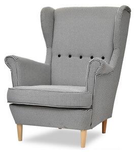 Designerski fotel skandynawski malmo czarno-biała pepitka