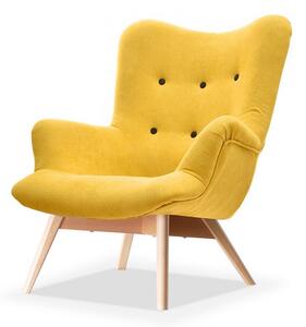 Nowoczesny fotel uszak flori żółty-buk