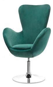 Luksusowy fotel uszak obrotowy z weluru jacob zielony velvet