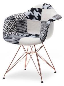 Krzesło z podłokietnikami mpa rod tap tkanina patchwork 2 na miedzianej nodze z drutu
