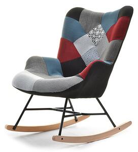 Designerski fotel bujak sibil patchwork wygodny uszak na drewnianych płozach