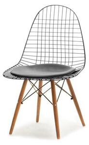 Druciane krzesło mpc wire wood czarne na orzechowej nodze z drewna