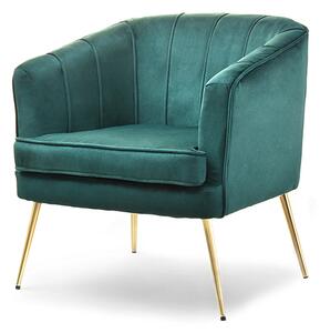 Elegancki fotel estel zielony glamour z przeszyciami na złotych nogach