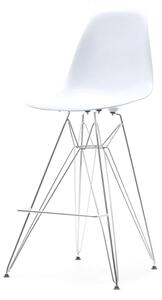 Designerskie krzesło na wysokiej metalowej podstawie eps rod 1 białe-chrom