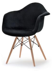 Skandynawskie krzesło mpa wood tap z czarnego weluru na bukowych nogach