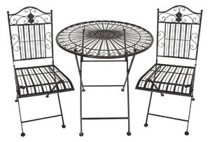 Ciemnobrązowy metalowy zestaw mebli ogrodowych dla 2 osób – Garden Pleasure