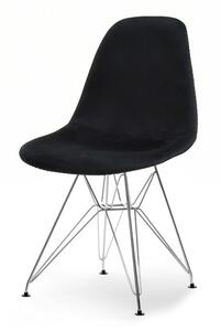 Krzesło glamour mpc rod tap czarne welurowe na chromowanej nodze z drutu