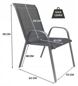 Zestaw mebli ogrodowych balkon taras stół 140x80 + 6x krzesła Minorka czarny