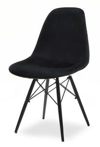 Eleganckie krzesło mpc wood tap czarne welurowe na czarnych nogach z drewna