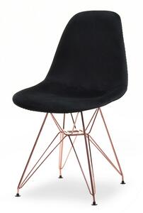 Stylowe krzesło mpc rod tap czarne welurowe na miedzianych nogach z drutu