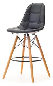 Designerskie krzesło barowe na drewnianych nogach eps wood tap 1 czarne-buk