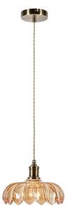 Lampa wisząca w kolorze mosiądzu z z bursztynowym szklanym kloszem ø 25,5 cm Kurage – Markslöjd
