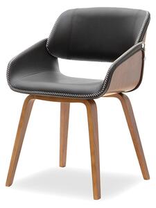 Komfortowe krzesło z drewna giętego i eko-skóry nugat orzech-czarny