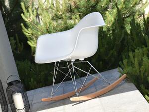Krzesło bujane tarasowe mpa roc biały tworzywo, podstawa chrom-buk