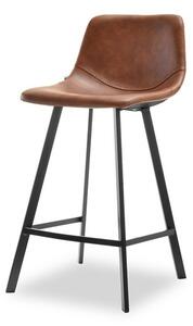 Krzesło typu hoker do baru z oparciem ekoskóra gobi brąz-czarny