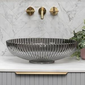 Umywalka nablatowa HYDROSAN BRILLANT3-BL-PL-510 Owalny Czarno - Platynowy połysk