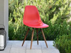 Krzesło ogrodowe z tworzywa i drewna mpc wood czerwone