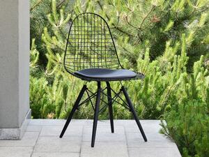 Industrialne krzesło druciane do ogrodu mpc wire wood czarne