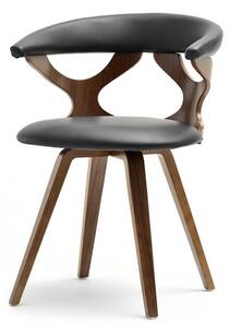 Elegancki nowoczesne krzesło drewniane ażurowe bonito orzech-czarne