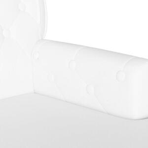 Futrzany chesterfield bench - elegancka Ławka z guzikowym tuftingiem w białym kolorze