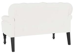 Futrzany chesterfield bench - elegancka Ławka z guzikowym tuftingiem w białym kolorze