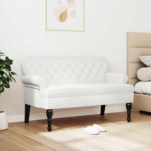 Futrzany chesterfield bench - elegancka Ławka z guzikowym tuftingiem w białym kolorze