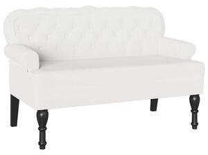 Futrzany chesterfield bench - elegancka Ławka z guzikowym tuftingiem w białym kolorze