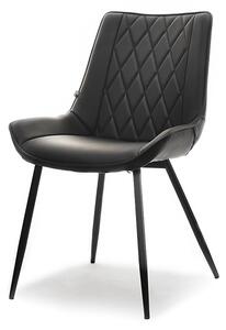 Eleganckie krzesło loftowe adel czarne ze skóry eko z przeszyciami