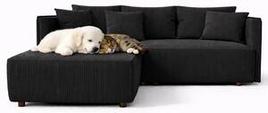 Czarna rozkładana nowoczesna sofa narożna M6-D12