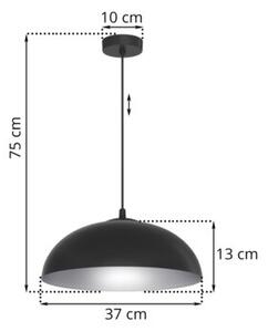 Lampa wisząca Light Home LH Misa 1xE27 klosz 37cm czarny/srebrny