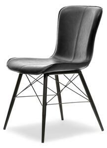 Eleganckie krzesło margot czarne ze skóry eko na czarnych metalowych nogach