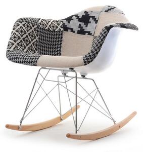Krzesło bujane mpa roc tap patchwork 2 tkanina, podstawa chrom-buk
