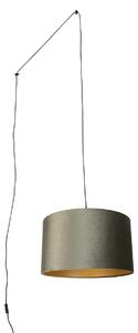 Lampa wisząca czarna z wtyczką i zielonym kloszem ze złotym wnętrzem 35 cm - Cavalux