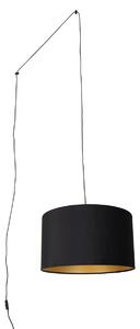 Lampa wisząca czarna z wtyczką i czarnym kloszem ze złotym wnętrzem 35 cm - Cavalux
