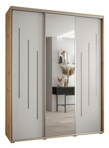 Szafa przesuwna wysoka Davos 9 190, gł. 60 cm artisan + biały + srebrny