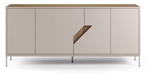 Kremowo-naturalna komoda w dekorze dębu 180x80x40 cm Lilou – Marckeric