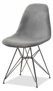 Designerskie krzesło mpc rod tap szare welurowe na czarnej nodze z drutu