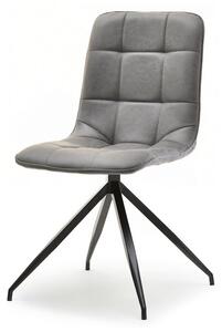 Nowoczesne krzesło sally szare z pikowanej tkaniny vintage na czarnej nodze z metalu