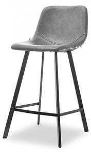 Stylowe krzesło barowe gobi z szarej skóry eko na czarnej nodze z metalu