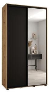 Szafa przesuwna wysoka Davos 3 130, gł. 60 cm artisan + czarny + czarny