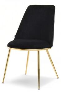 Eleganckie krzesło doris z czarnego weluru glamour na złotych nogach