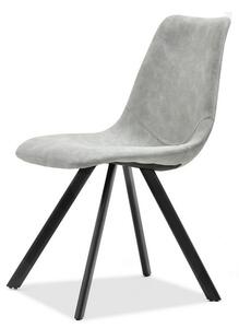 Komfortowe krzesło tapicerowane proxi szare z przecieranej tkaniny do jadalni