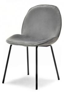 Komfortowe krzesło bono szare welurowe na czarnych nogach ze stali