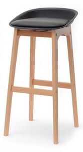Wysokie krzesło barowe hoker na drewnianych nogach rule czarno-bukowe