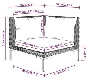 Zestaw Mebli Ogrodowych Komplet Wypoczynkowy Z Poduszkami 5-Częściowy Szary Rattan Na Taras Balkon Ogród