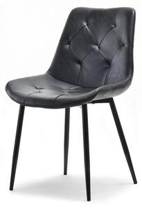 Wygodne krzesło loftowe skórzane lamia czarne pikowane