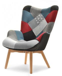 Designerski fotel wypoczynkowy nuria patchwork 1 na bukowej nodze z drewna