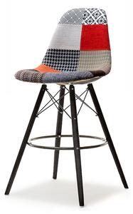 Designerskie tapicerowane krzesło barowe eps wood tap 1 patchwork 1-czarny